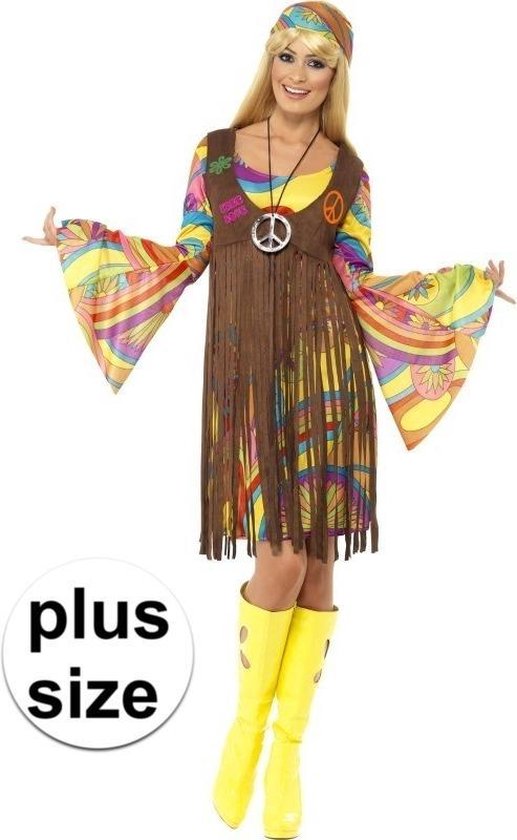 Grote maat hippie flower power jurkje met gilet voor dames 48-50 (XL) |  bol.com