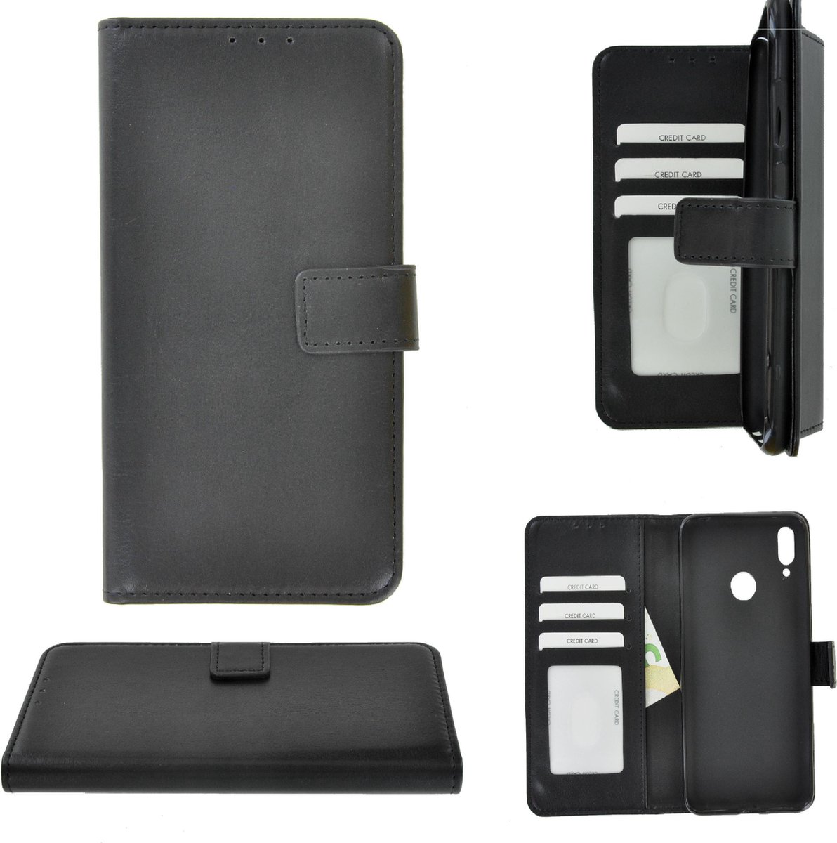 Pearlycase Hoes Wallet Book Case Zwart Geschikt voor Huawei Y7 2019