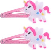 2 Haarclips met unicorn eenhoorn roze