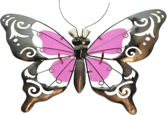 Perth Blackborough Dempsey geest Metalen vlinder roze 35 cm glow in the dark tuin decoratie - Schutting  tuindecoratie... | bol.com