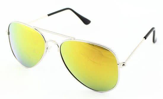 Hidzo Kinder Zonnebril Aviator Zilver - UV 400 - In brillenkoker