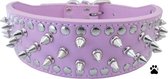 Honden halsband roze met spikes en studs 50 cm