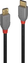 LINDY USB-kabel USB 2.0 USB-C stekker, USB-micro-B stekker 2.00 m Zwart, Grijs 36892