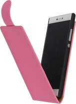 Roze Effen Classic Flip case cover voor Samsung Galaxy Note 2 N7100