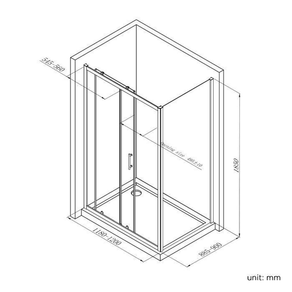 Douchecabine Rechthoek Schuifdeur Luxe 6 mm Glas 120 x 90 cm