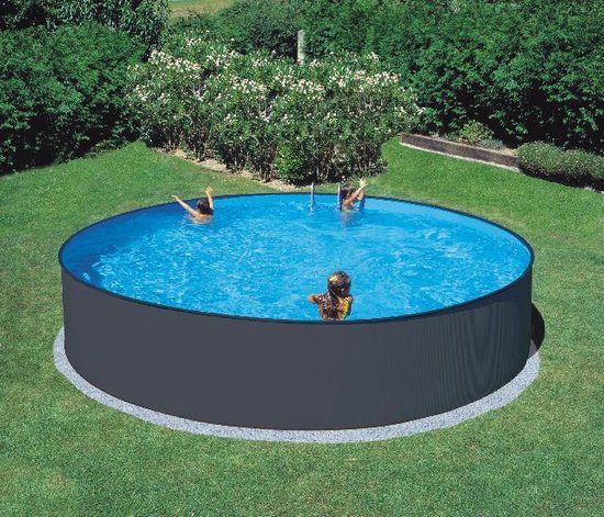 Londen Voorbereiding streng Zwembad antraciet stalen rand 350cm x 90 cm hoog | bol.com