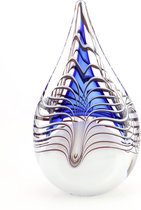 Glasobject druppel groot blauw mini urn glas
