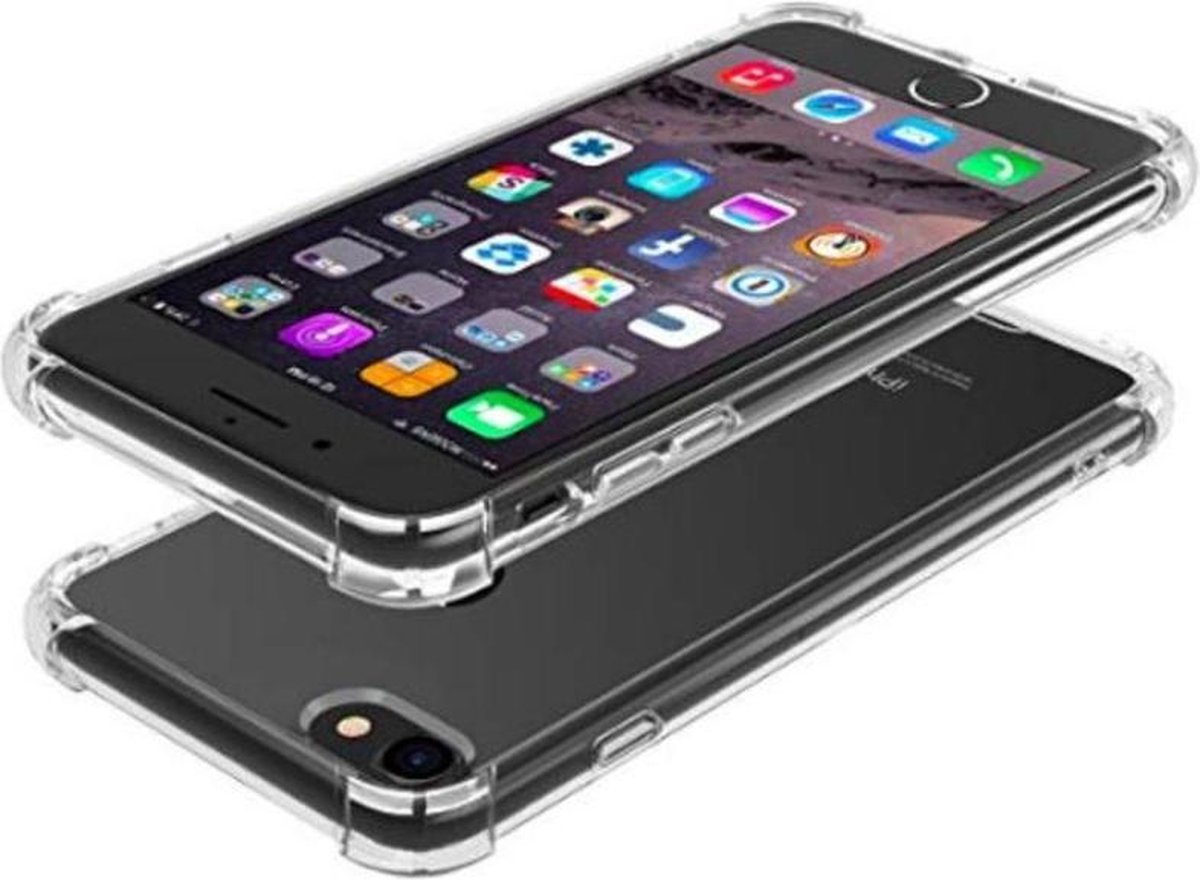 Hoesje - Geschikt voor Apple iPhone 7 / 8 / SE 2020 - Sterk & Shockproof - Siliconen Shock Case - Hoes Cover - Telefoonhoes - Transparant