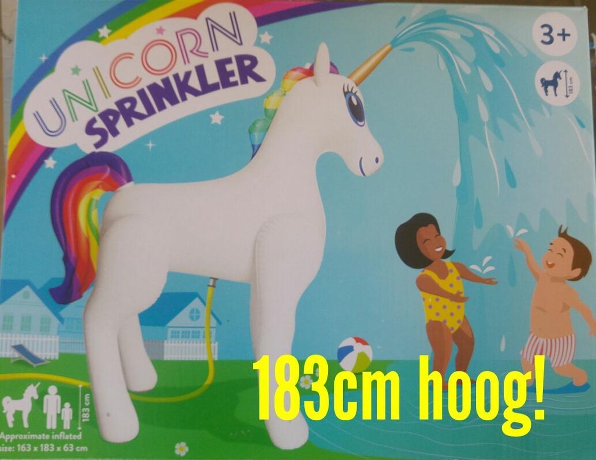 XXL Unicorn Sproeier Opblaasbaar - 183 CM hoog | bol.com