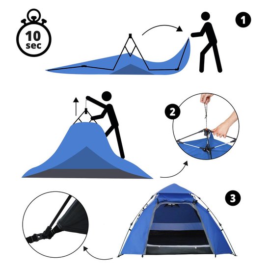 Lumaland Koepeltent Quick Up System Outdoor - Blauw - 3 Persoons van Lumaland — afbeelding 5
