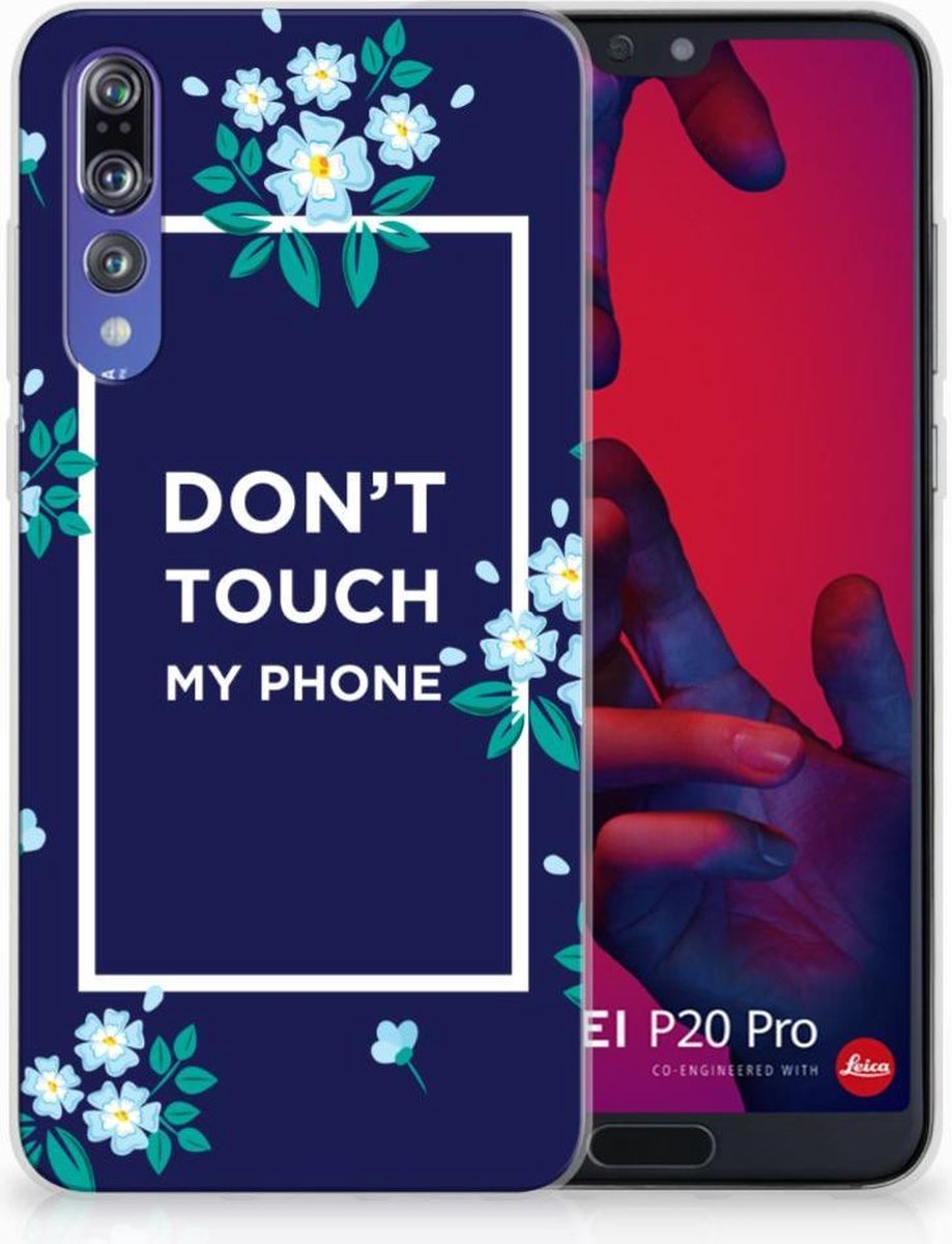 Huawei P20 Pro Silicone-hoesje Flowers Blue DTMP