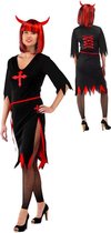 Kleed Zwart Rood Halloween Volwassenen - Carnavalskleding - M/L