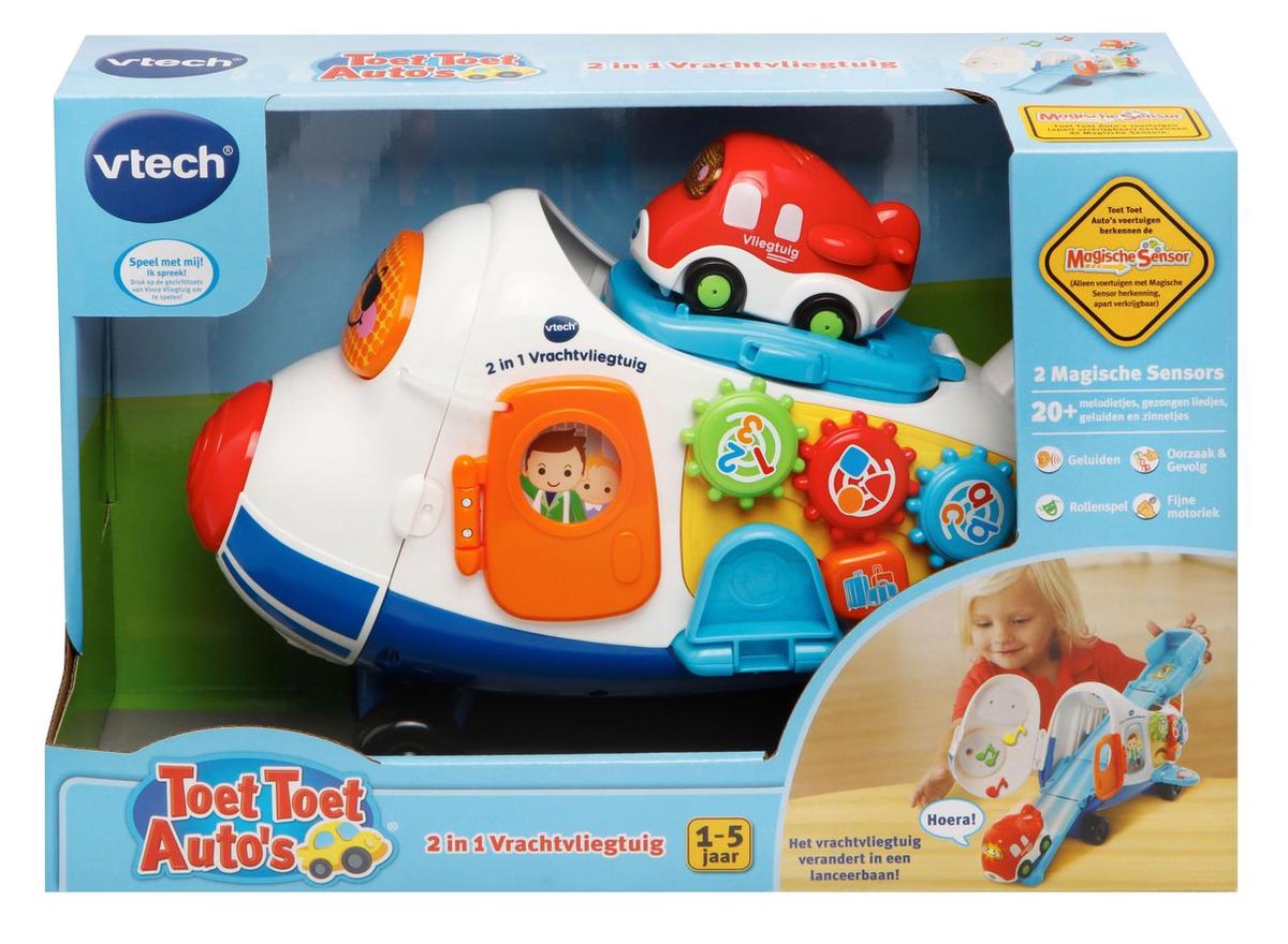 VTech Toet Toet Auto's 2 in 1 Vrachtvliegtuig - Educatief Baby Speelgoed - Speelgoed Auto - Cadeau - 1 tot 5 Jaar - VTech
