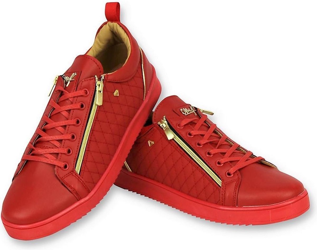 Luxe Heren Sneakers - Mannen Jailor Red Gold - CMS97 - Rood
