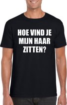 Zwart hoe vind je mijn haar zitten? shirt voor heren M