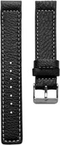 OOZOO horlogeband zwart leer wit stiksel 30mm