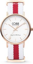 CO88 Collection 8CW-10028 - Horloge - nato nylon - wit/rood - 36 mm