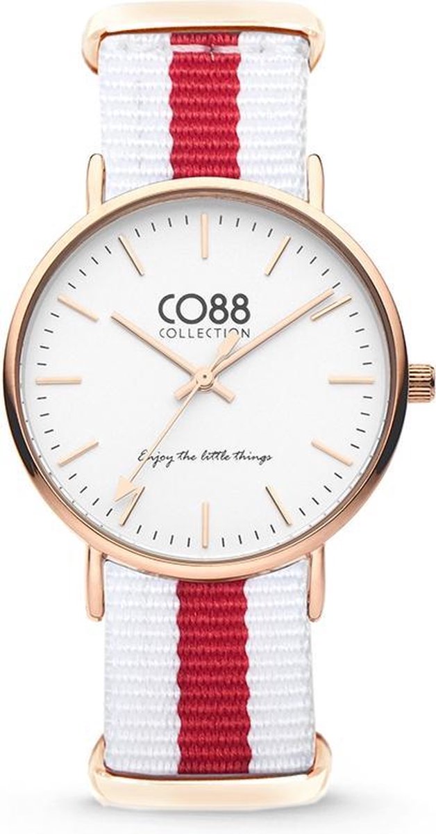CO88 Collection 8CW-10028 - Horloge - nato nylon - wit-rood - 36 mm