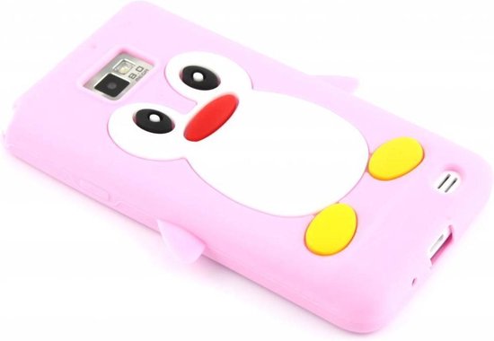 Roze pinguin siliconen hoesje - Samsung Galaxy S2 (Plus) | bol.com