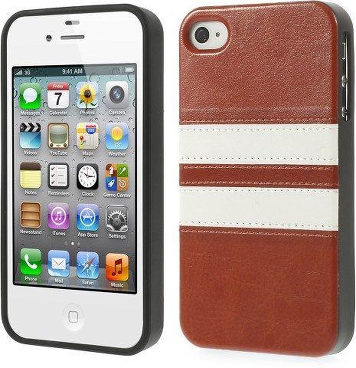Crazy horse softcase met pu leer bedekt voor iphone 4/4s - bruin