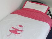 ZaZa for Kids - Eenpersoons Dekbedovertrek 140x200 cm - Prinses - Roze Wit Polkadots