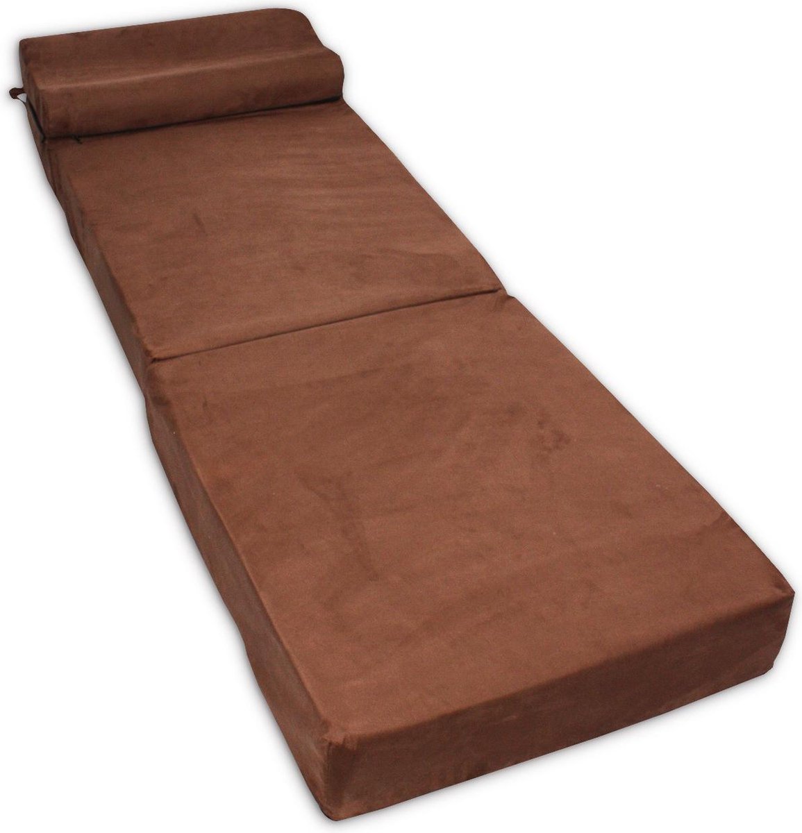 Bruine logeermatras - camping matras - reismatras - opvouwbaar matras - 70 x 200 x 15 met kussen
