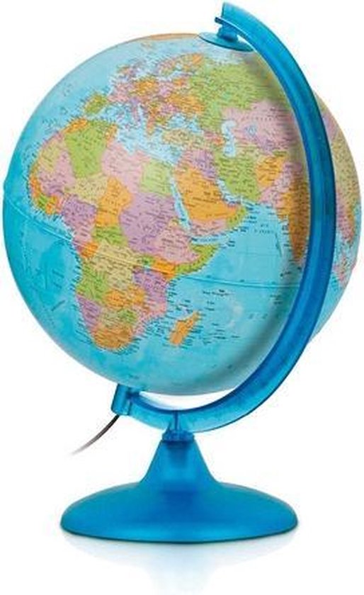 Wereldbol blauw met verlichting 30 cm - Topografie/aardrijkskunde  globe/wereldbol met... | bol.com