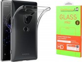 DrPhone XZ2(Premium) TPU Hoesje - Transparant Ultra Dun Premium Soft-Gel Case + DrPhone XZ2(Premium) Glas - Glazen