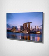 Singapore Canvas - 100 x 70 cm - Steden - Schilderij - Canvas - Slaapkamer - Wanddecoratie  - Slaapkamer - Foto op canvas