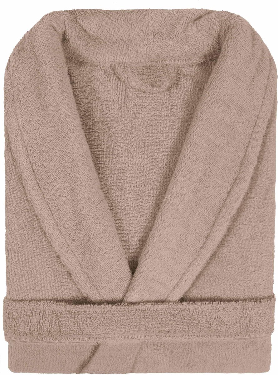 Badjas Badstof Uni Pure Royal met Shawlkraag Taupe col 3234 Maat M