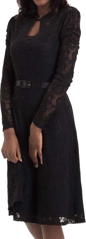 Dita kanten jurk met lange mouwen zwart - L - Voodoo Vixen | bol.com