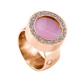 Quiges RVS Schroefsysteem Ring met Zirkonia Rosékleurig Glans 19mm met Verwisselbare Cat's Eye Roze 12mm Mini Munt