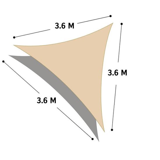 Luxe schaduwdoek - taupe - 3,6m x 3,6m x 3,6m