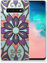TPU Siliconen Backcase Hoesje Geschikt voor Samsung Galaxy S10 Design Purple Flower