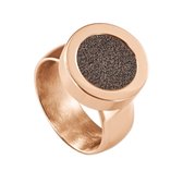 Quiges RVS Schroefsysteem Ring Rosékleurig Glans 18mm met Verwisselbare Glitter Bruin 12mm Mini Munt