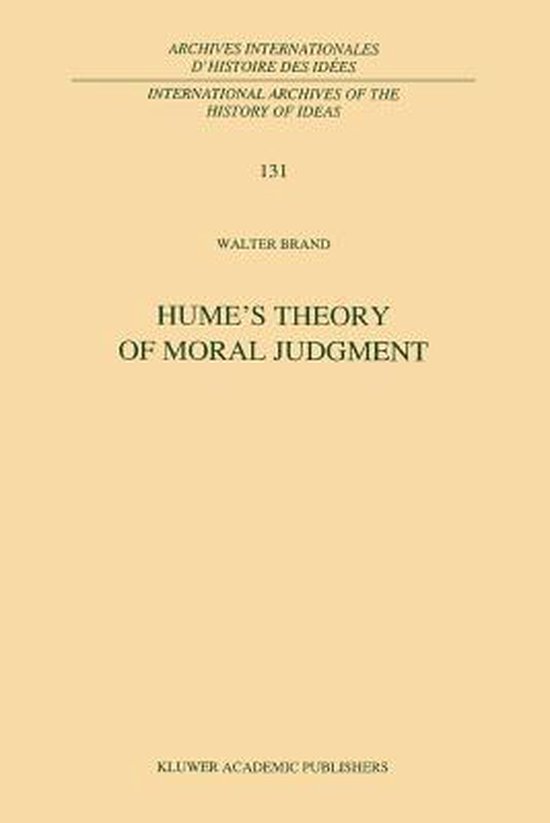 Hume's Theory of Moral Judgment 9781402002618 W. Brand Boeken
