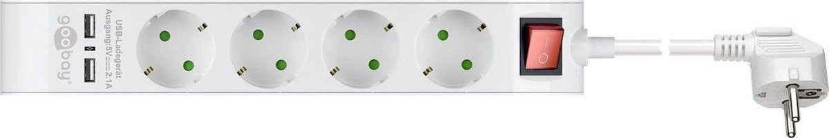 Stekkerdoos 1,4 meter 4-voudig Wit