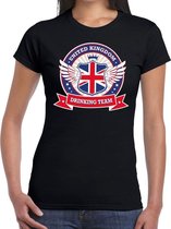 Zwart United Kingdom drinking team t-shirt / t-shirt zwart dames - Engeland kleding XL