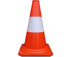 Verkeerskegel van PVC pion 30 cm. met 1 reflecterende band