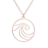 24/7 Jewelry Collection Golven Ketting - Zee - Cirkel - Rosé Goudkleurig