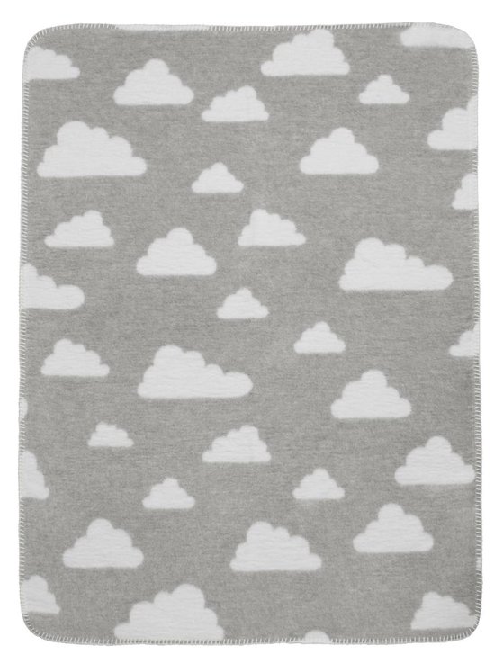 Meyco Modern Little Clouds - Wiegdekentje 75x100 cm - Grijs