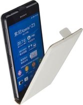 Premium Wit Sony Xperia Z3 Lederen Flip case Flip case cover