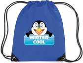 Mister Cool pinguin rijgkoord rugtas / gymtas - blauw - 11 liter - voor kinderen