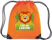Leo de Leeuw rijgkoord rugtas / gymtas - oranje - 11 liter - voor kinderen