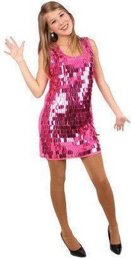 Voorkeursbehandeling Darts Kangoeroe Pailletten jurk metallic roze | bol.com