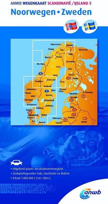ANWB wegenkaart - Scandinavië/IJsland 5. Noorwegen/Zweden