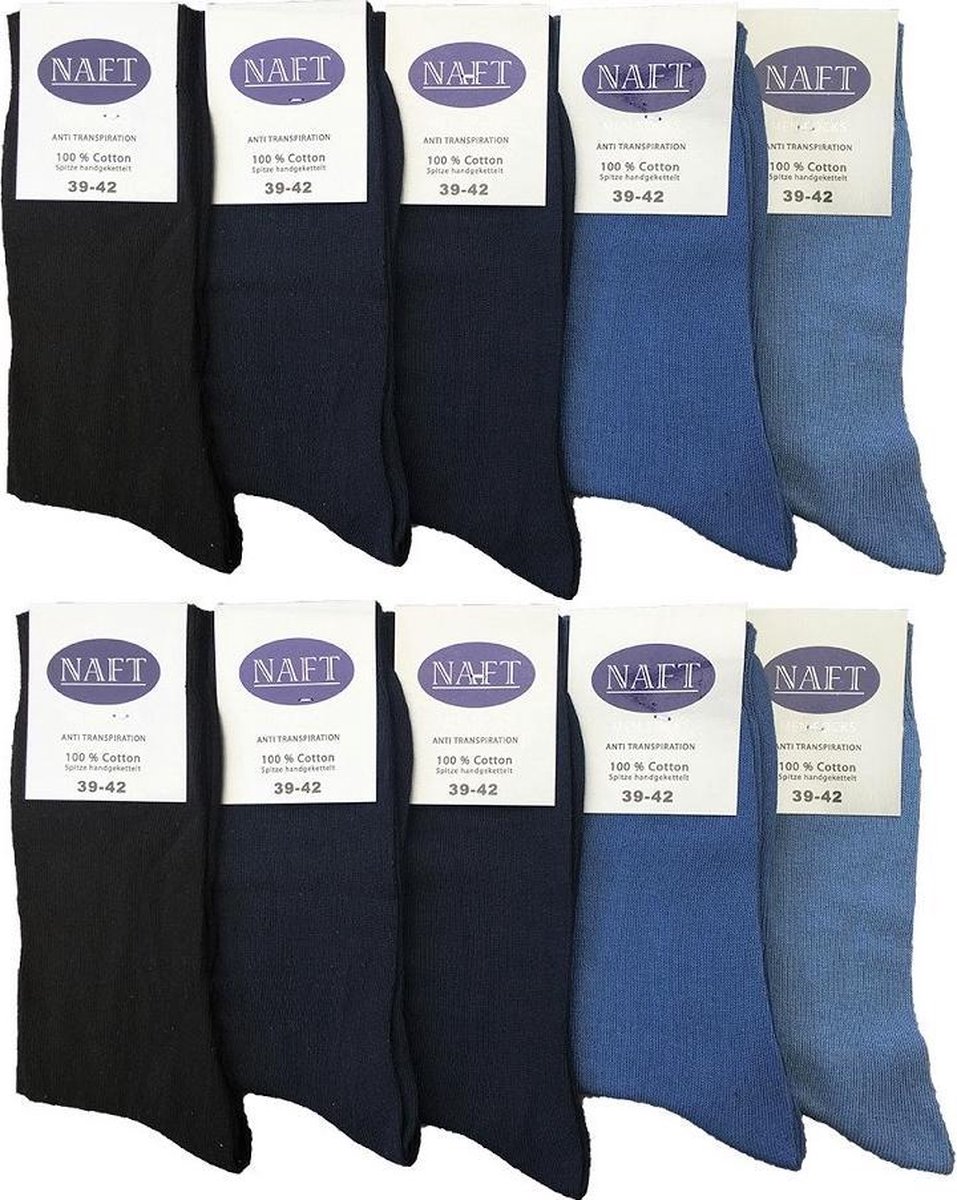 Naft 100% katoenen heren sokken 10 paar jeans assorti kleuren maat 39/42