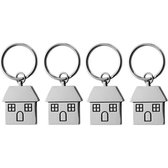 4x Sleutelhanger met huisje 7 cm - sleutelhangers - Housewarming cadeaus