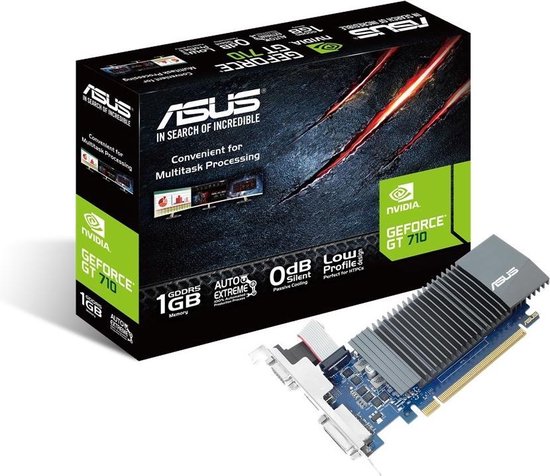 ASUS GT710-SL-1GD5-BRK - Grafische kaart - GF GT 710 - 1 GB GDDR5 - PCIe 2.0 laag profiel - DVI, D-Sub, HDMI - zonder ventilator - ASUS