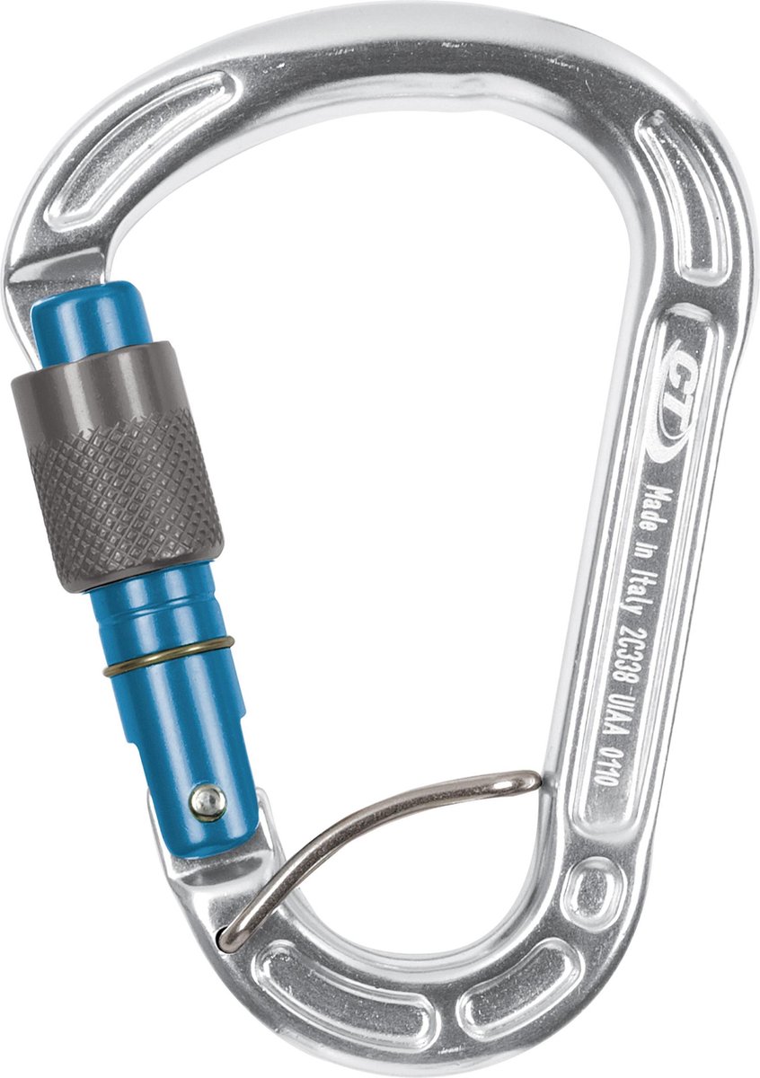 Moschettone Climbing Technology Concept SGL Con Ghiera - Per Alpinismo E Arrampicata, Argento